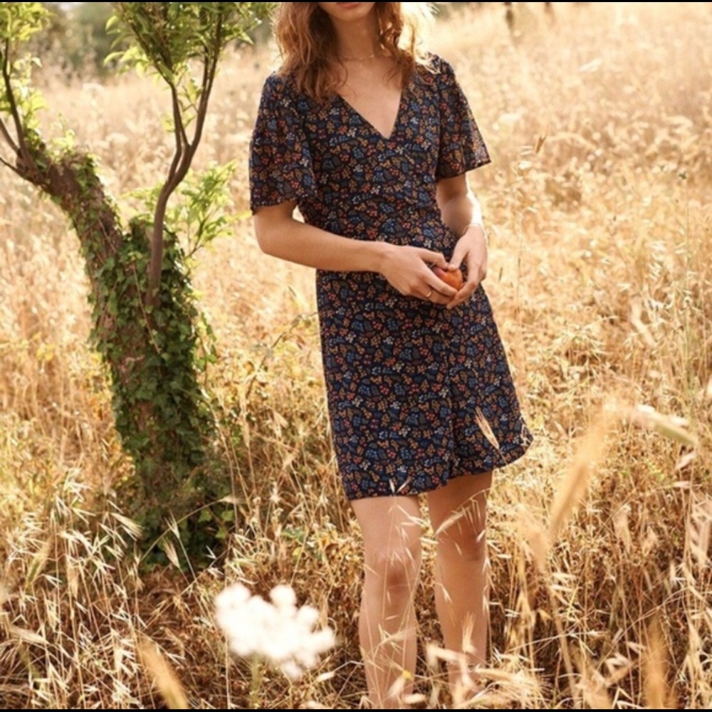 Madewell Cross Front Floral Mini Dress